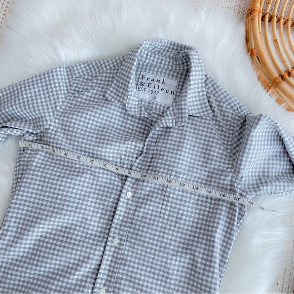 Frank & Eileen Barry Gingham Button Down Shirt Top Gray White 100% Cotton Plaid - Picture 13 of 15
